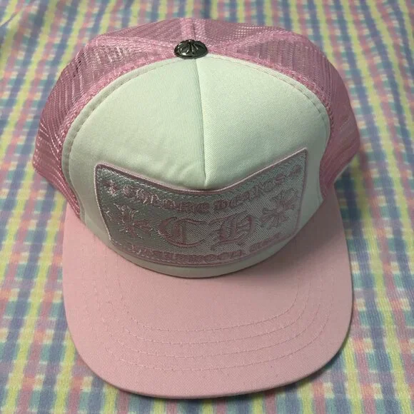 Sun Hat Embroidered Pink Logo Chrome Hearts Baseball Cap CHROME HEARTS Pink/white Trucker Hat - Etsy main image 2